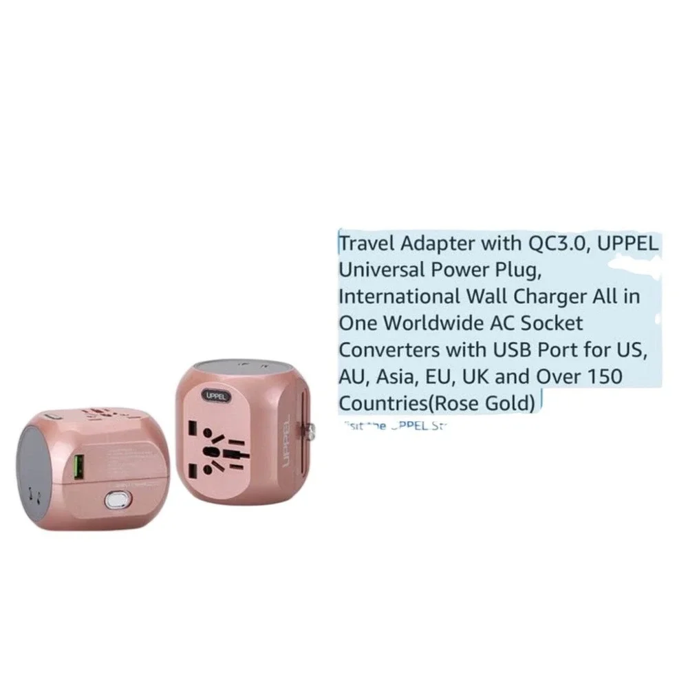 UPPEL Universal Travel Adapter‎ International Power Plug Rose Gold Converter